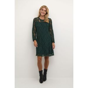 Cream - Kanten Jurk - Groen - Dames - Met Pofmouwen