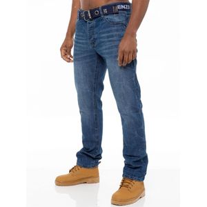 Enzo | Jeans voor heren met rechte pasvorm - blauw