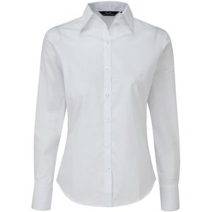 Premier Dames/Dames Popeline Blouse met Lange Mouwen (Wit)