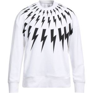 Neil Barrett Fair Isle Thunderbolt oversized wit sweatshirt