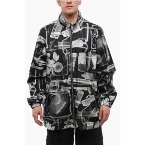 Nylon XRAY windjack met afneembare capuchon in zwart en wit