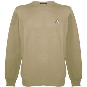 Watercutum heren lange mouwen knitwear jumper met logo in beige