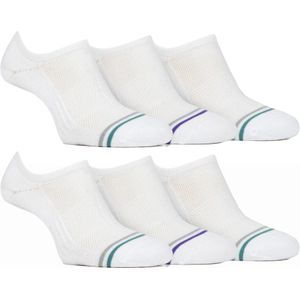 Heren Bamboe No Show Onzichtbare Sokken | Farah | 6-Pack | Lage Anti-slip Gewatteerde Sokken voor de Sportschool - Wit