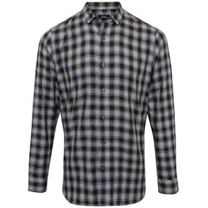 Premier Heren Mulligan geruit katoenen overhemd met lange mouwen (Staal/Zwart)