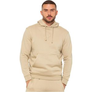 Enzo | Heren Pullover Hoodie - Steen - Maat L