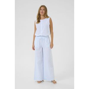 Kaffe - Broek 'Sara' - Lichtblauw/Wit - Wide Leg - High Waist
