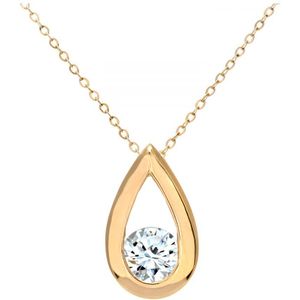 9ct geelgouden halve karaat diamanten druppelvormige hanger en 18 inch ketting