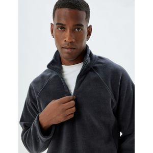 Koton - Sweatshirt - Antraciet - Halve Rits - Normale Pasvorm