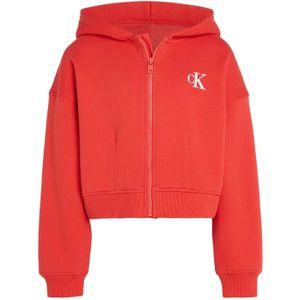 Calvin Klein Kinder/Kids Logo Fleece Full Zip Hoodie (Rood)