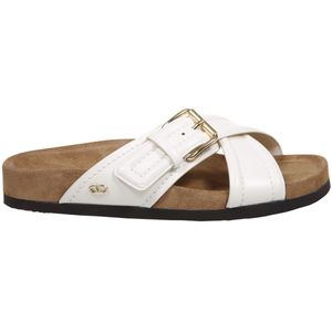 Valentino Garavani - Witte Leren Platte Sandalen - Dames - Elegante Stijl