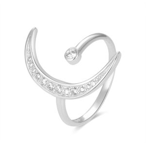 Luxenter 925 sterling zilveren ring met gerhodineerde briljant zirkonia - Domi