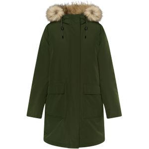 Dreimaster Winterparka met imitatiebont Dames donkergroen