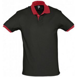 SOLS Prins Unisex Contrast Pique Korte Mouw Katoenen Poloshirt (Zwart/Rood) - Maat XL