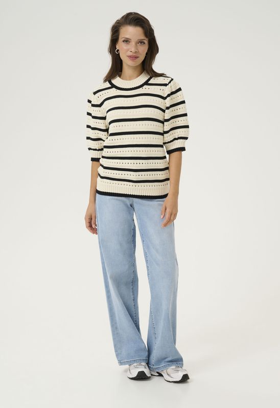 Pullover - Regular Fit - Zwart - Offwhite