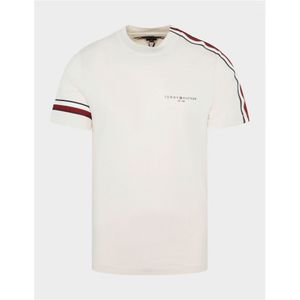 Men's Tommy Hilfiger Global Stripe T-Shirt In Ecru - Maat 2XL