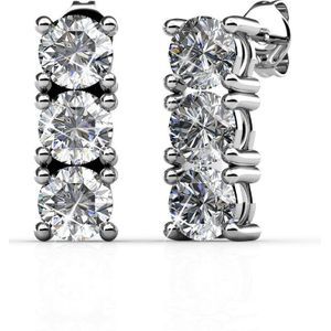 Tri-oorbellen - Zilver - Oorstekers - Oostenrijks Kristal - 12 mm