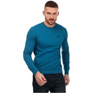 Heren Emporio Armani EA7 Sweatshirt met kleine ronde hals en logo in blauw