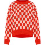 Mymo - Jumper - Wit Rood Geruit - Casual Pullover
