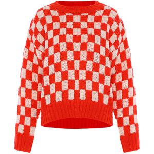 Mymo - Jumper - Wit Rood Geruit - Casual Pullover