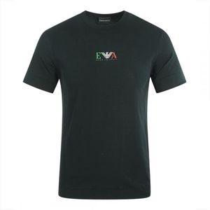 Emporio Armani EA Italiaans Vlaglogo Zwart T-shirt - Maat S