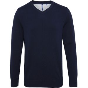Asquith & Fox Herenkatoenrijke V-hals trui (Franse marine)