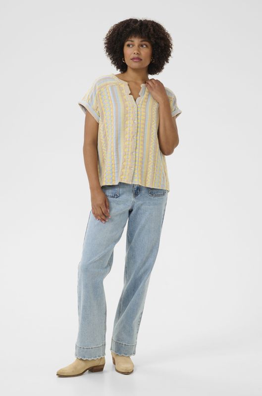 Blouse - Gemengde Kleuren - Blouseshirt - Katoen - Knoopsluiting