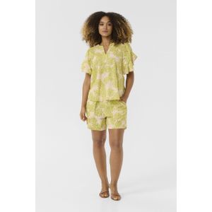 Blouse met korte mouwen Relaxed fit Green Palm Leaves lime green