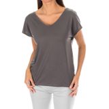 Tommy Hilfiger - T-shirt - Grijs - Dames - Korte Mouwen - V-hals