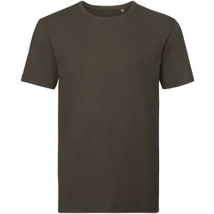 Russell Heren Authentiek Puur Organisch T-Shirt (Donkere Olijf)