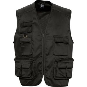 SOLS Wild Unisex Full Zip Waistcoat Bodywarmer Jacket (Zwart) - Maat S