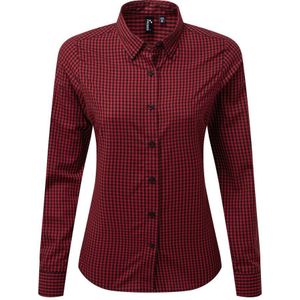 Premier Dames/Dames Maxton Gingham Shirt Met Lange Mouwen (Zwart/Rood) - Maat XS