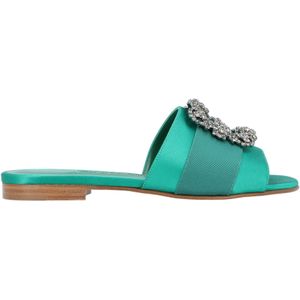 Manolo Blahnik Martamod Flat Groen