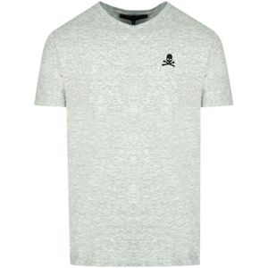Philipp Plein Skull And Crossbones Logo Grey Underwear V-Neck T-Shirt