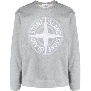 Stone Island Stitches Four Geborduurd Logo-sweatshirt In Grijs - Maat M