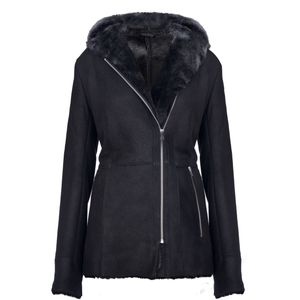 Merino - Schapenvachtjack - Zwart - Dames - Met Capuchon - Mandalay