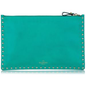Vintage Valentino Rockstud Leather Clutch Bag Green