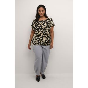 Blouse met korte mouwen Loose fit Black/Sand Leo Print leopard