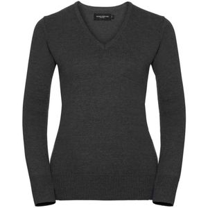 Russell Collection Dames/Dames Sweatshirt Katoen Acryl V Hals (Houtskool mergel)