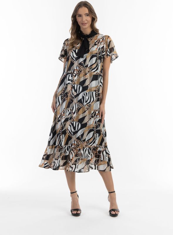 faina Blousejurk  sand / zwart / wit