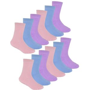12 Paar Multiverpakking Thermo Kindersokken | Sock Snob | Dikke Kindersokken Voor De Winter | Jongens & Meisjes - Pastel - Maat 27 - 29