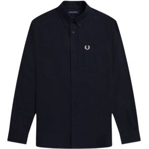 Fred Perry - Oxford-shirt - Marineblauw - Lange Mouwen - 100% Katoen