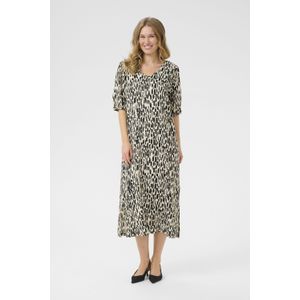 Jurk - Turtledove/Black Paint Print - A-shape - Zwart - Lange Lengte