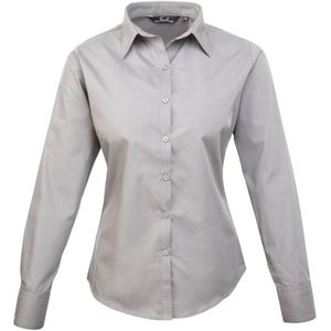 Premier Dames/Dames Popeline Blouse met Lange Mouwen (Zilver)
