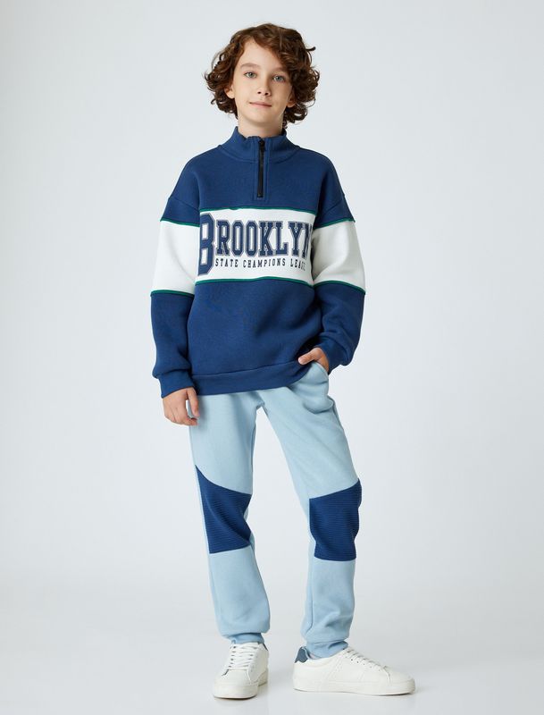 Sweatshirt - Kleurblokken - Rechte Kraag - Lange Mouw - Normale Lengte