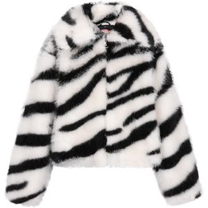 Mymo - Jas - Wit Zwart - Dames - Statement-jack met Bontpatroon