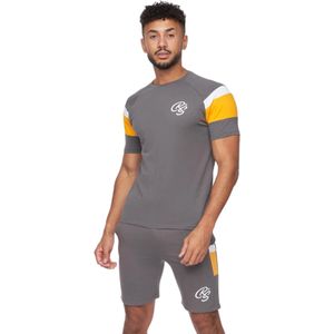 Crosshatch Heren Cremland T-Shirt & Korte Broek Set (Donkergrijs)