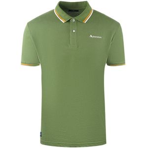 Aquascutum Twin Tipped Collar Brand Logo Army Green Polo Shirt