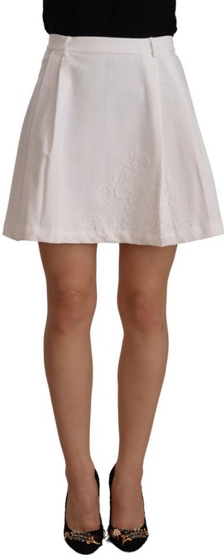 Ermanno Scervino - A-lijn Minirok - Wit - Stretch Katoenmix