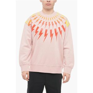 FAIR-ISLE THUNDERBOLT sweatshirt met ronde hals en Degradé Print in roze