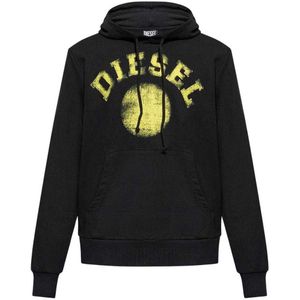Diesel Heren Distressed Dot Logo Hoodie (Zwart)